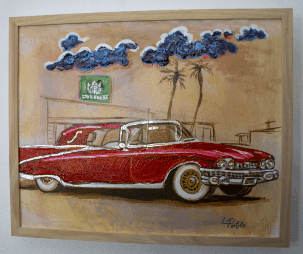 Larry Portillo - Private Collection of Dr. Ricardo Romo FT Alumni - Red Car - Acrylic on Canvas - 500 - 5050