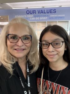 Postsecondary Navigator Letty Perales with SAISD alumni Jesslyn Cervantes